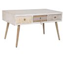 Table Basse En Bois De Sapin/coton Coloris Blanc/naturel - L. 110 X P. 60 X H. 50 Cm