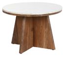 Table Basse Ronde En Marbre Blanc Et Bois D'acacia - Diamètre 70 X Hauteur 43 Cm