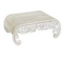 Table D'appoint En Bois De Manguier Sculpté Coloris Blanc - L. 121 X P. 83.8 X H. 35.5 Cm