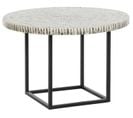 Table D'appoint Ronde En Nacre Et Fer Coloris Gris Et Noir - Diamètre 60 X Hauteur 40 Cm