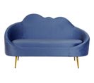 Canapé De Salon  En Polyester Bleu Et Métal Doré  - Longueur 155  X Profondeur  75 X Hauteur  92 Cm