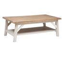 Table Basse En Bois D'acacia Et Mdf Coloris Blanc - L. 120  X P. 70  X H. 44,5  Cm