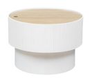 Table Basse Ronde Avec Couvercle En Bois Mdf Coloris Blanc - Diamètre 55  X Hauteur 38  Cm