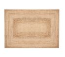 Tapis Rectangulaire, Moquette Carpette En Jute Tressé Coloris Naturel - L. 230 X P. 160 X H. 0.5 Cm