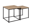 Set De 2 Table Carrée En Mdf Chêne Et Métal Noir - Longueur 45 X Profondeur 45 X Hauteur 45 Cm