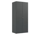 Armoire De Rangement Avec Serrure En Bois Mélamine Coloris Graphite   -  L. 80 X H. 185 X P. 54 Cm