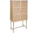 Buffet Haut Avec 2 Portes En Mdf Coloris Beige - L. 80 X P. 41,7 X H. 165,3 Cm