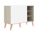 Buffet, Commode En Bois Coloris Blanc / Chêne - Longueur 104 X Profondeur 46 X Hauteur 79 Cm