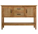 Meuble Console, Table Console En Bois Naturel Et Métal Avec 2 Portes Et 2 Tiroirs