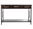 Meuble Console, Table Console Avec 3 Tiroirs En Métal Coloris Noir -  L. 125 X P. 42 X H. 81 Cm