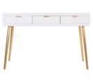 Meuble Console, Table Console En Bois Avec 3 Tiroirs Coloris Blanc - L. 120 X P. 41 X H. 78 Cm