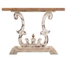 Meuble Console, Table Console En Bois Sculpté Coloris Blanc, Naturel  - L. 120  X P. 36 X H. 92 Cm