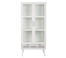 Vitrine, Meuble De Rangement En Bois Coloris Blanc - L. 72 X P. 40,5 X H. 158,5 Cm