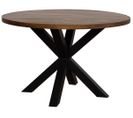 Table De Salon Ronde En Bois Marron Et Métal Noir - Diamètre 120 X Hauteur 76 Cm