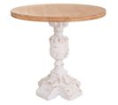 Table Haute, Table De Bar Ronde En Bois Sculpté Coloris Blanc, Naturel - Diamètre 80 X H. 79  Cm