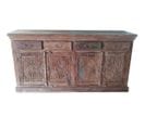 Buffet, Meuble De Rangement En Bois Avec 4 Portes Et 4 Tiroirs Coloris Marron Vieilli