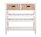 Buffet, Meuble De Rangement En Bois Avec 2 Tiroirs Coloris Blanc - L. 88 X P. 38 X H. 86 Cm