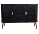 Buffet, Meuble De Rangement En Bois Avec 3 Portes Coloris Noir  - L. 118 X P. 37 X H. 80 Cm