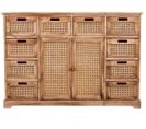 Buffet, Meuble De Rangement En Bois Avec 10 Tiroirs Et 2 Portes Coloris Naturel