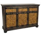 Buffet, Meuble De Rangement En Bois Sculpté Coloris Doré, Noir  - L. 147 X P. 45 X H. 96 Cm