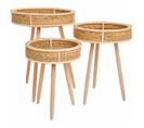 Ensemble De 3 Tables D'appoint En Bambou Et Bois Naturel