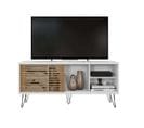 Meuble TV En Bois Avec 1 Porte Coloris Blanc, Chêne Buriti - L. 136 X P. 36 X Hauteur 46 Cm