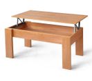 Table Basse, Table De Salon Relevable En Bois Coloris Cerisier - L. 100 X P. 50 X Hauteur 45/57 Cm