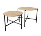 Lot De 2 Tables D'appoints Rondes En Bois Et Métal Coloris Chêne Cambrian, Noir