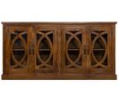 Buffet, Meuble De Rangement En Bois Avec 4 Portes Coloris Marron - L. 180 X P. 40 X H. 90 Cm