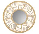 Miroir Rond En Bois De Rotin Et Bambou Coloris Naturel  - Diamètre 55,5 X Hauteur 2 Cm