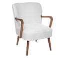 Fauteuil Avec Accoudoirs En Bois, Polyester Coloris Blanc, Marron  -  L. 62,5  X P. 71 X H. 79 Cm