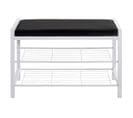 Banc D'assise En Métal Coloris Blanc Et Velours Coloris Noir - L. 75 X P. 32 X H. 50 Cm