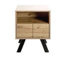 Meuble Console, Table Console Avec 1 Tiroir En Bois Coloris Chêne Et Métal Noir