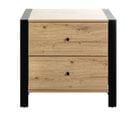 Meuble Console, Table Console Avec 2 Tiroirs En Bois Coloris Chêne Et Métal Noir