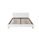 Lit Avec Sommier + Tête De Lit Capitonnee Couleur Blanc + Pieds En 10 Cm Pour Matelas En 140x190