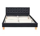 Lit Avec Sommier + Tête De Lit Capitonnee Couleur Noir + Pieds En 10 Cm Pour Matelas En 120x190