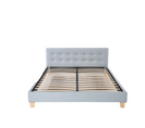 Lit Avec Sommier + Tête De Lit Capitonnee Gris + Pieds En 10 Cm Pour Matelas En 90x190 - 13 Lattes