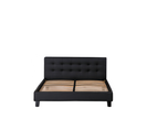 Lit + Sommier + Tête De Lit Capitonnee Noir + Pieds En 10 Cm Pour Matelas En 140x190 - 2 X 13 Lattes