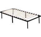 Sommier Noir Cadre A Lattes + 4 Pieds  70x190 X 29 Cm En  Metal - Anya