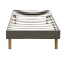 Sommier Tapissier Gris Adrien + Pieds En 20 Cm Pour Matelas En 90x200 - 13 Lattes