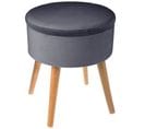 Tabouret Coffre En Velours Tess - H. 44 Cm - Gris Trend