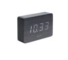 Horloge Réveil En Bois Square - H. 10 Cm - Noir