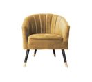 Fauteuil 1 Place En Polyester Effet Velours - Jaune Ocre