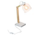 Lampe De Bureau Inclinable En Bois Et Métal - H.38 Cm - Blanc