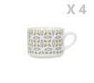 4 Tasses En Porcelaine Aristo - Blanc Décoré