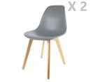 2 Chaises Design Scandinave à Coque Holga - Gris