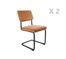 Lot De 2 Chaises Cantilevers Design Effet Velours Keen - Marron Terracotta