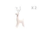 Lot De 2 Décoration De Noël Design Renne Ice Xmas - Blanc