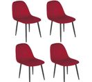 Lot De 4 Chaises De Table Design Velours Inoui - Rouge