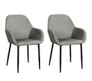 Lot De 2 Fauteuils De Table Giulia Effet Velours - Gris Foncé